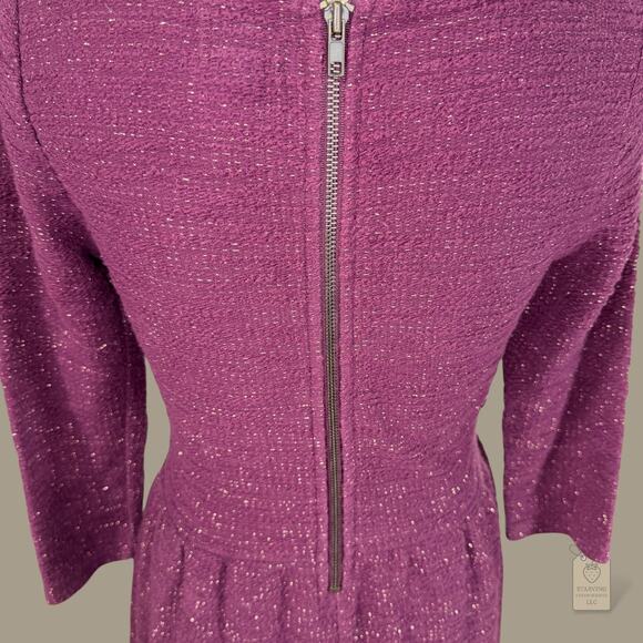 Maison Jules Metallic Knit Peplum Dress Purple Juniors M - Picture 6 of 9